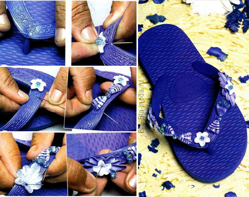 On the photo: How to make a beautiful summer flip-flops
