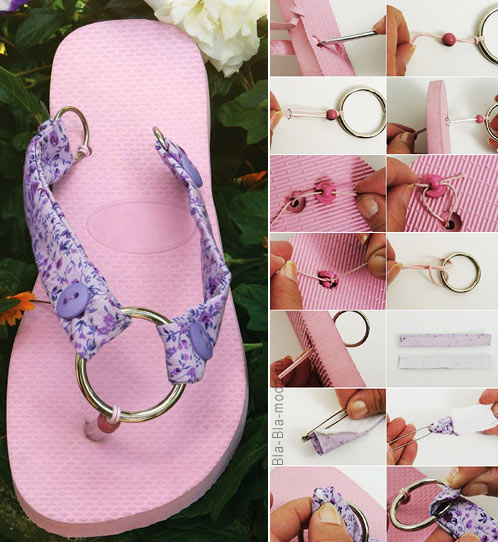 On the photo: How to make a beautiful summer flip-flops